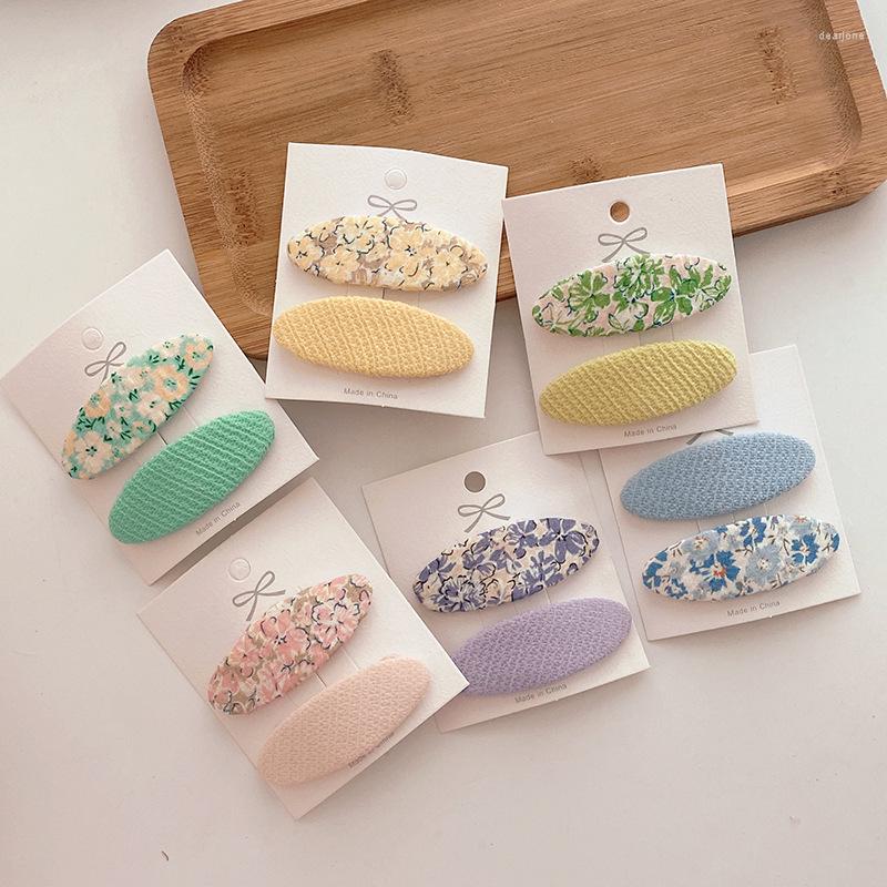 

Hair Accessories 2 Pcs/set Cotton Floral Printed Clips For Cute Girls Barrettes Safty Hairpins Headwear Kids, Purple