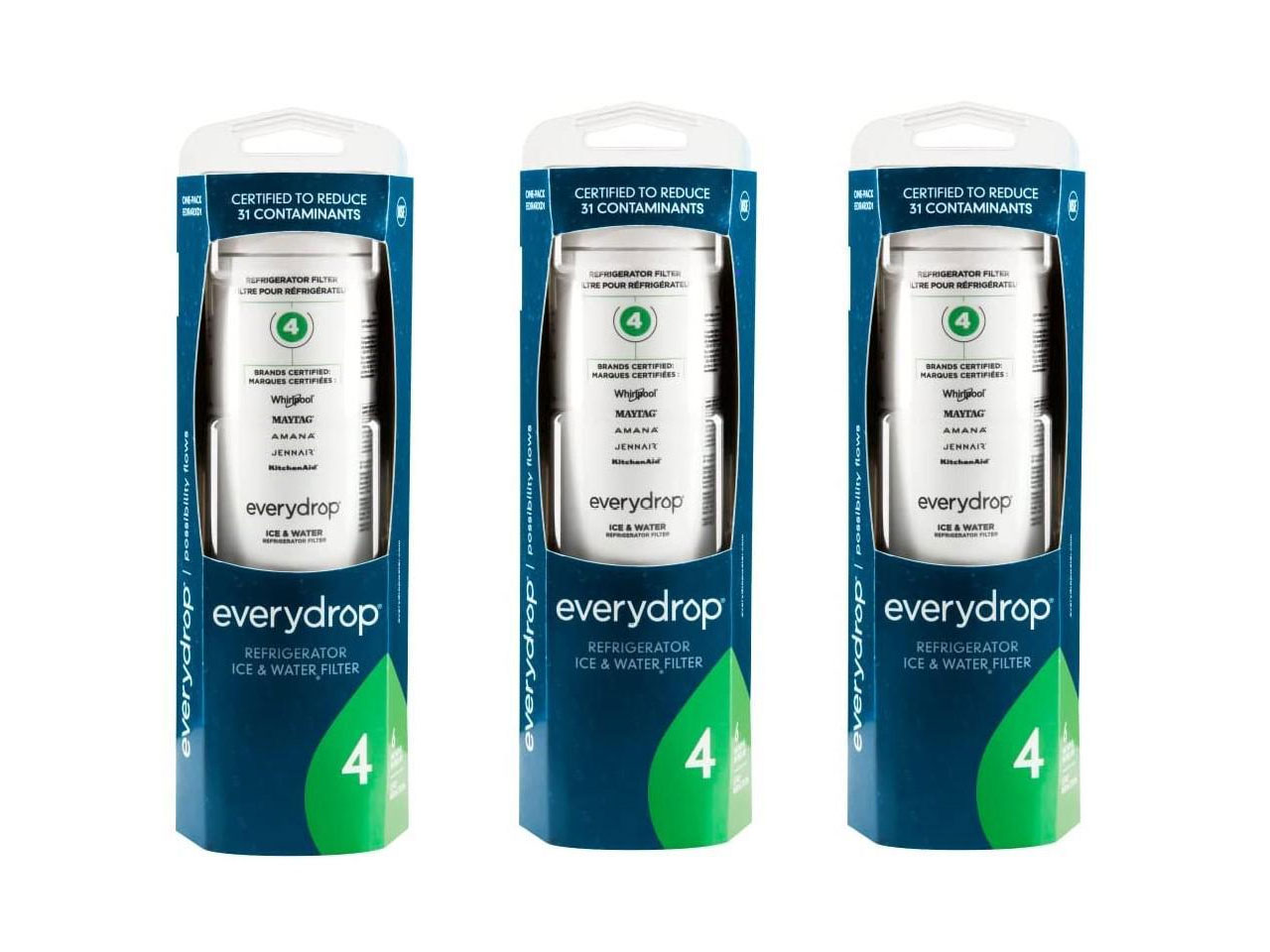 

3pk EDR4RXD1 everydrop by Whirlpool Ice & Refrigerator Water Filter 4 W11256135 & W11311161 & EDR4RXD1 Compatible (Pack Of 3)