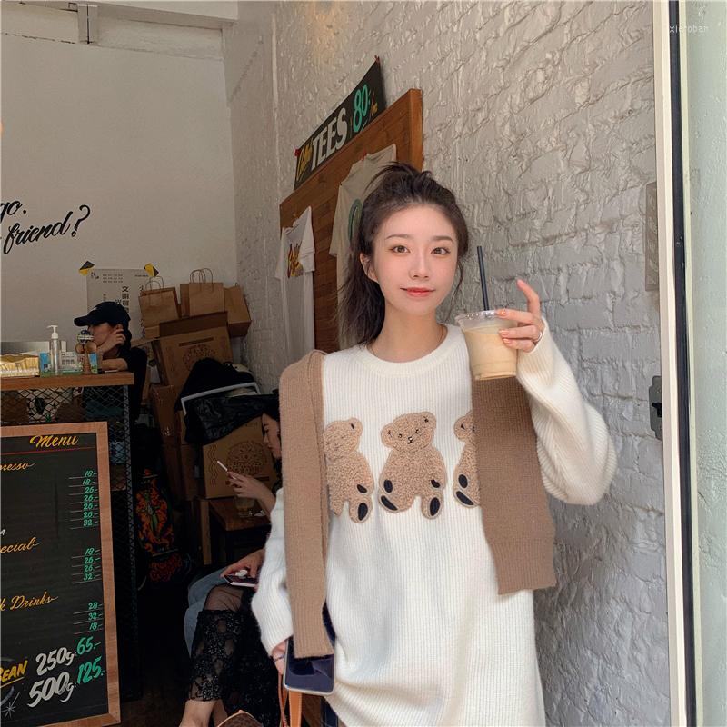 

Women's Sweaters Cartoon Three Little Bears Cute Loose Pullover Women's Long Sleeve Knitted Sweater Jacket 2022 Spring And Autumn, Picture color