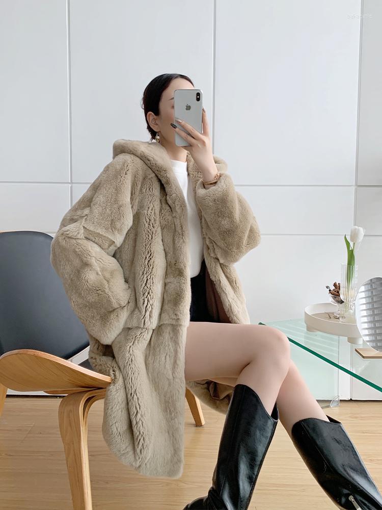 

Women' Fur Genuine Rex Coat Women Winter Real Natural Jacket Outerwear Coats, Khaki