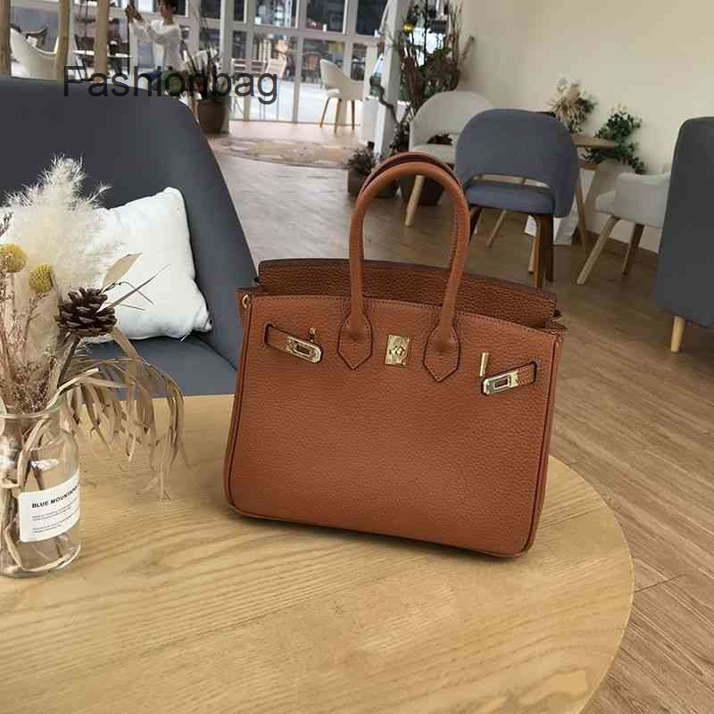 

Genuine Leather Birkins Bags Messenger Bag Portable Designer Shoulder Large One Women's Lychee Capacity Pattern Fyj9, Elephant grey 30cm