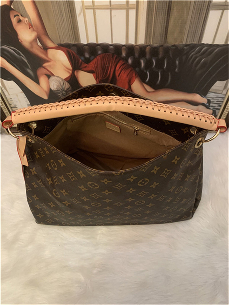 

Luxury bag handbag women's fashion large capacity large women's hand all-match shoulder messenger bag tote bag, Brown grid