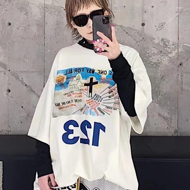

Men' T Shirts RRR-123 One Way Oversized T-Shirt Church Cross Printed High Quality Cotton Street Men' And Women' Short Sleeve, Beige