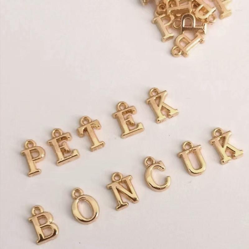 

Charms 50/100/200pcs Mixed Gold Metal Plated CCB Letter Charm Initial Alphabet Beads Pendants For Jewelry Making Bracelet Necklace