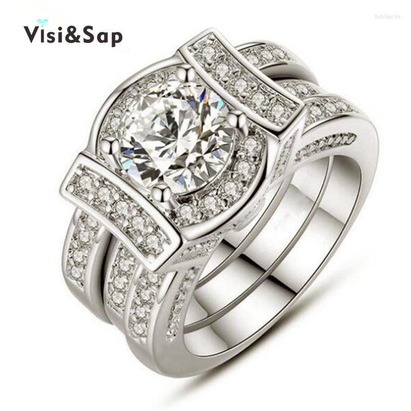 

Wedding Rings Eleple Luxury Sets For Men Women White Gold Color Ring Fashion Jewelry Gifts Drop VSR225
