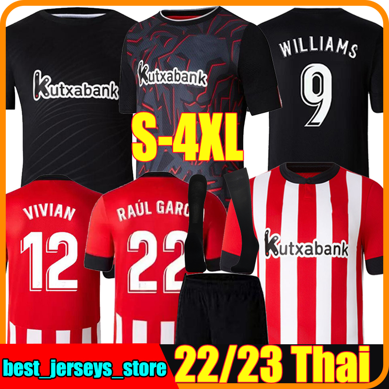 

4XL 22/23 Club Soccer Jerseys BERENGUER 2023 MUNIAIN WILLIAMS Football shirts RAUL GARCIA VILLALIBRE Jersey Sancet third GK black UNAI SIMON I.Martinez BiLbAo, 22-23 away