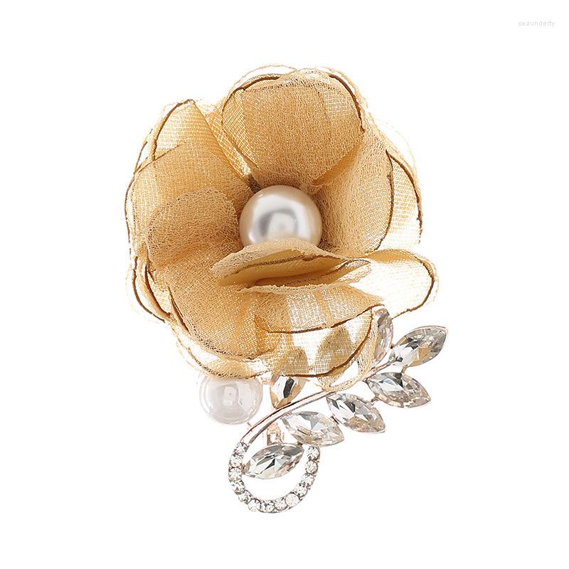 

Brooches Cute Fine Gauze Flower For Women Elegant All-Match Clothes Pins Jewelry