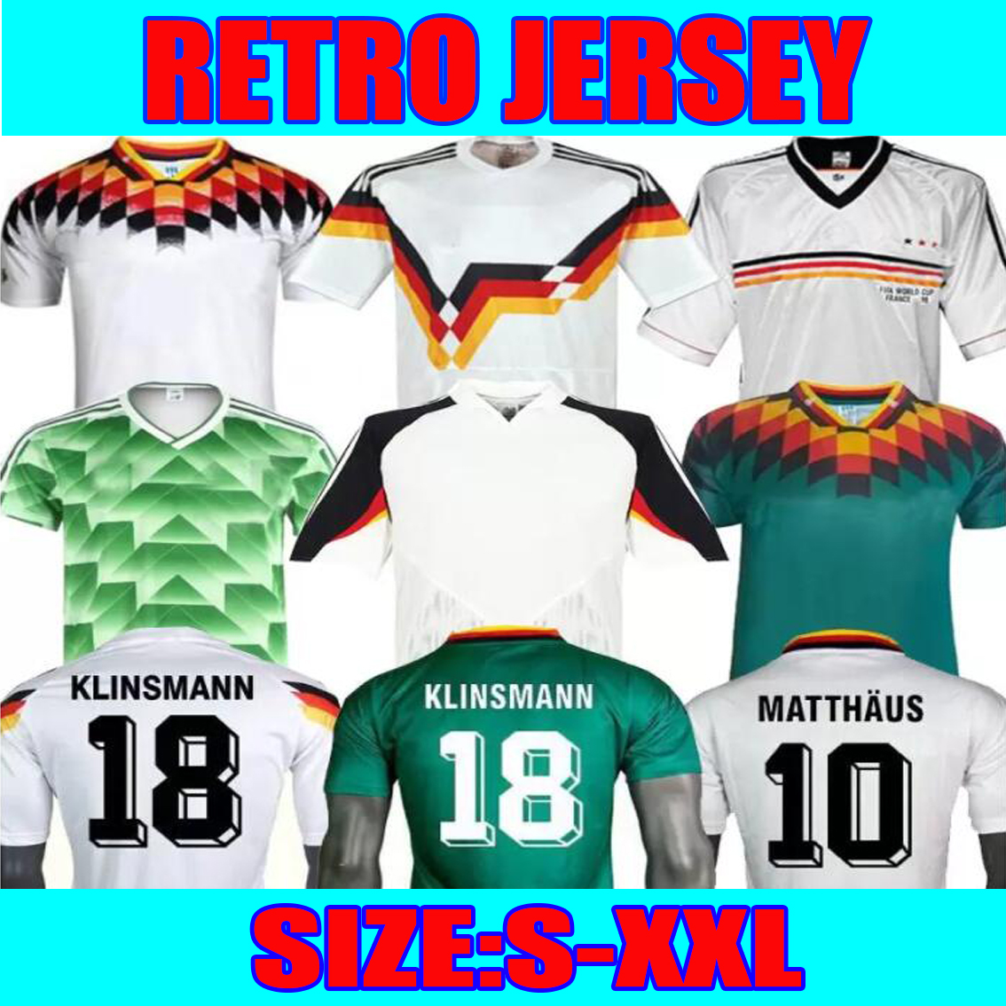 

World cup Soccer Jersey 1990 1992 1994 1998 1988 GermanyS Retro Littbarski BALLACK KLINSMANN Matthias home shirt KALKBRENNER JERSEY 1996 2004 footall kit, 992 away jersey