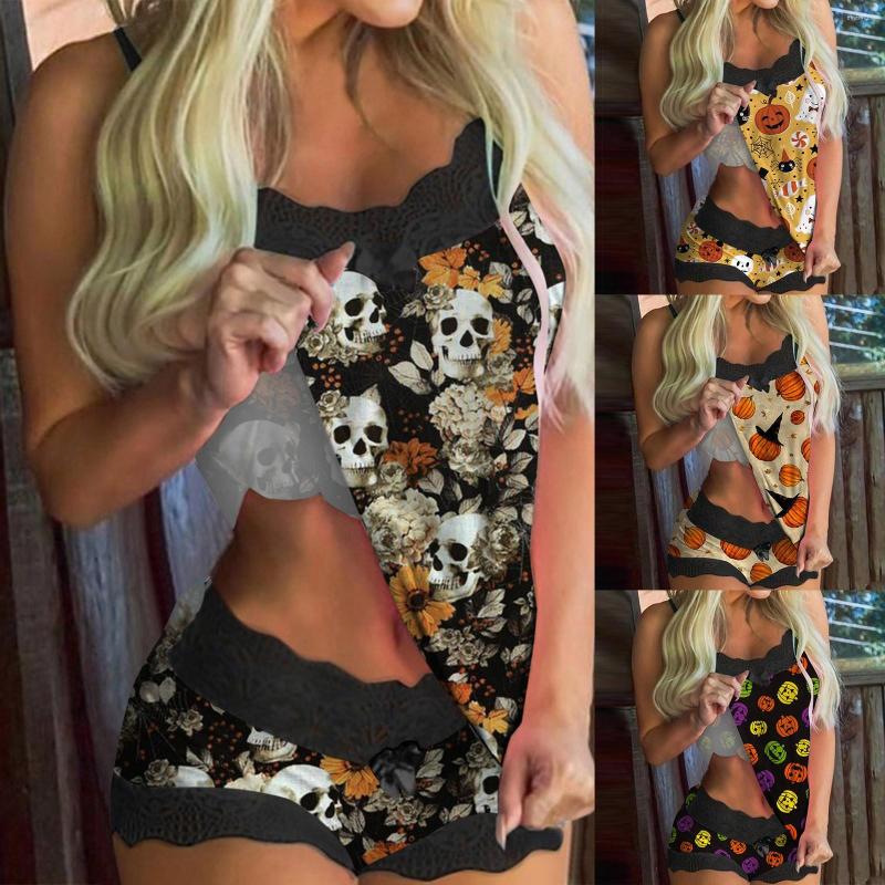 

Men' Sleepwear Women' Pajamas Flannel Fashion Pajama Set For Women Lingerie Lace Trim Nightgown Tank Top BoyShorts Slippers Toddler, Black