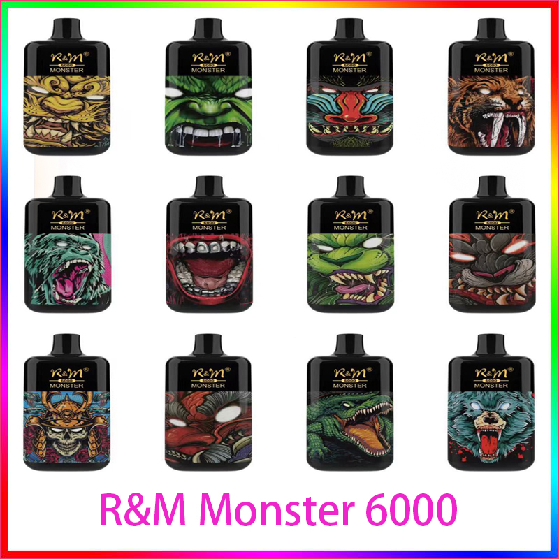 

Electronic cigarettes Authentic R&M MONSTER 6000 6K Puffs E Cigarette Disposable Vape Pen Device Type-C Rechargeable Battery 13ml 12 Colors Prefilled Vapes