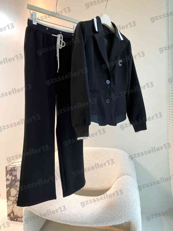 

Two Piece Sets Women Tracksuits Designer CE Blazer And Slacks Suit Luxury Lapel Design Contrast Webbing Threaded Stitching 2 Pieces Set 0912