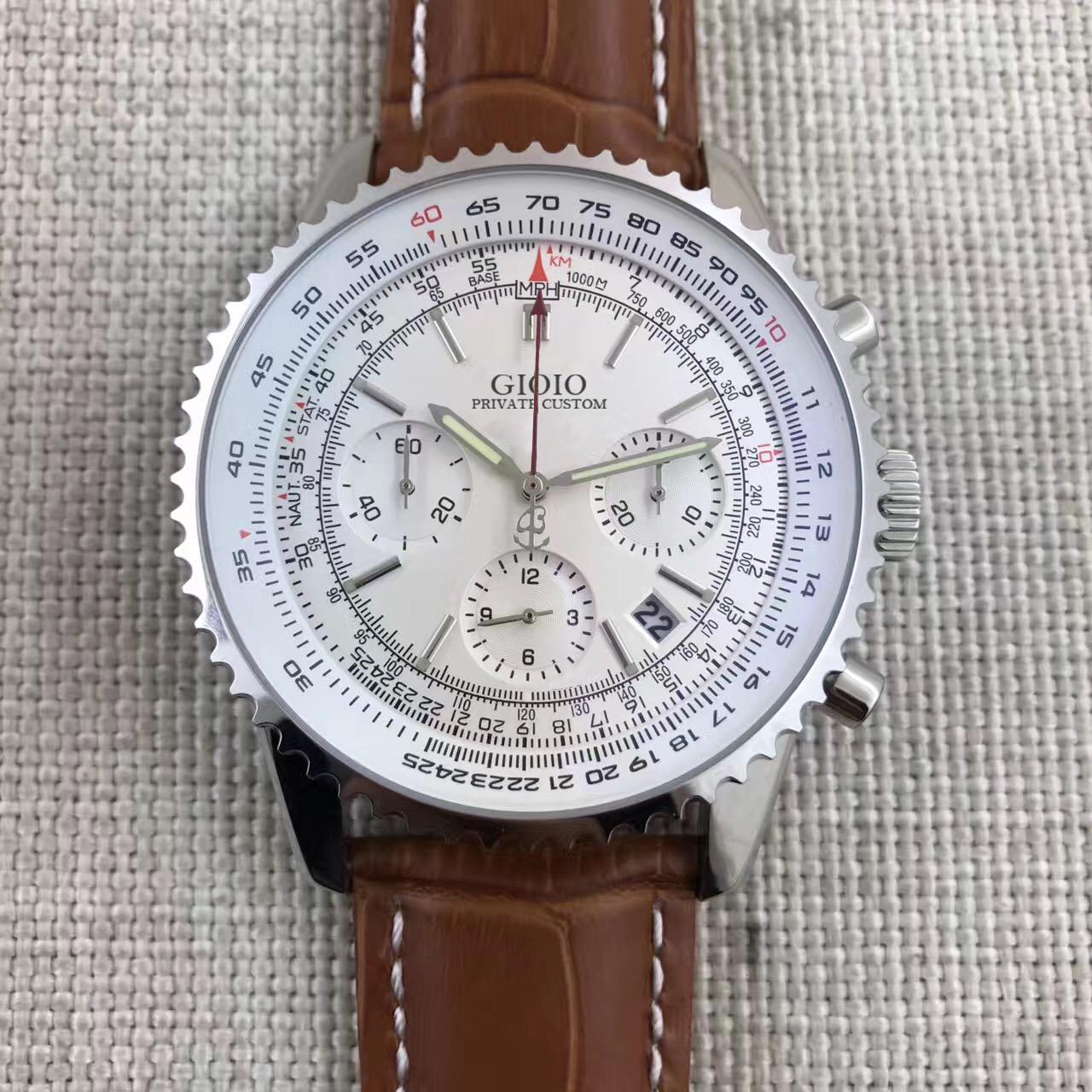 

Men quartz chronograph watch Black Blue Leather05489478006302156404858