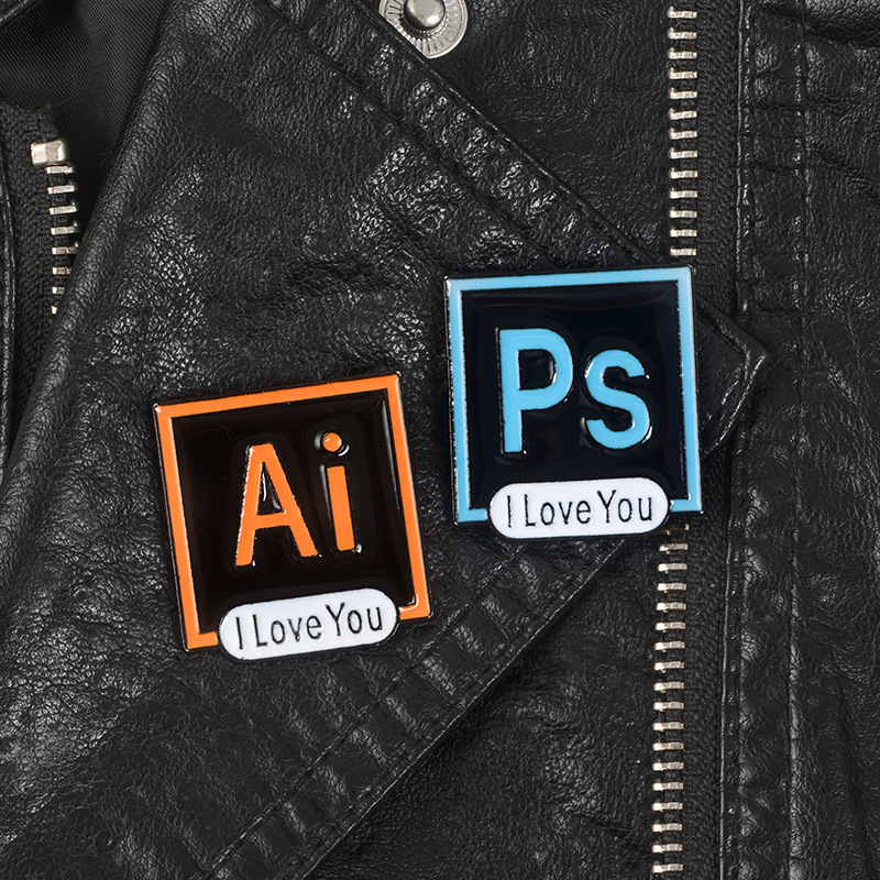 

Square I Love You Letter Brooch Unisex PS AI PR Words Collar Lapel Pin Backpack Skirt Clothing Corsage Badge European Jewelry Accessories