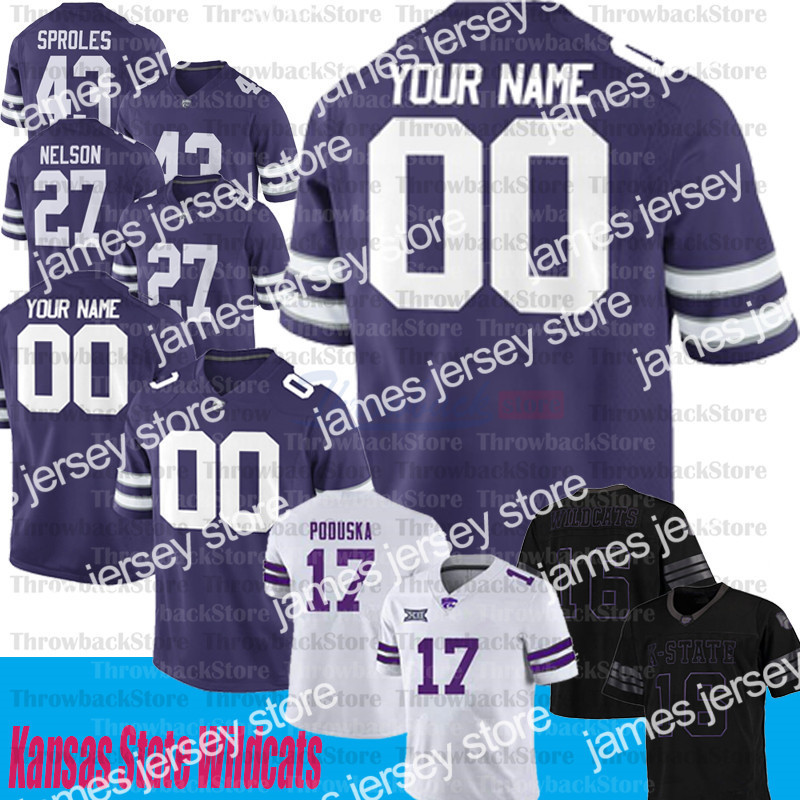 

American College Football Wear Custom Kansas State Wildcats #0 Briley Moore #4 Malik Knowles #13 Chabastin Taylor #22 Deuce Vaughn Jerseys, Black
