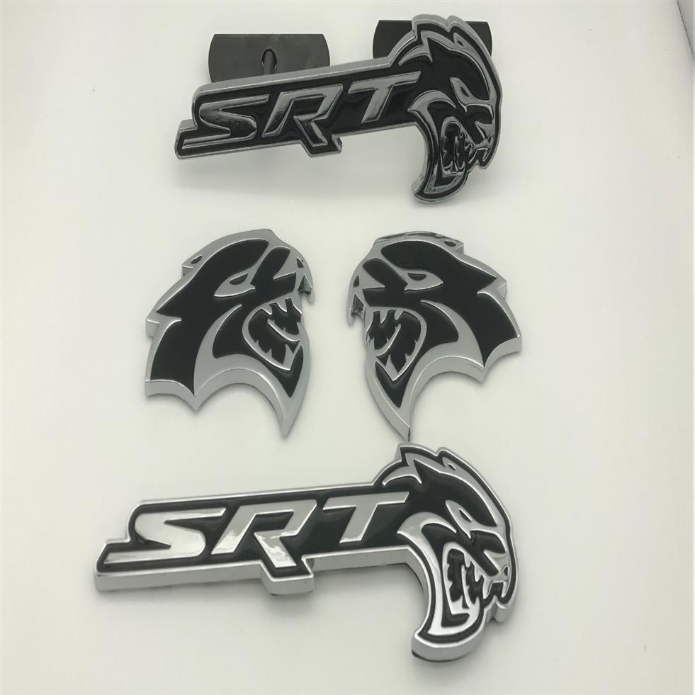 4pcs Black Hellcat Emblem Badge Sticker Decal Metal Fit pour Challenger SRT Charger226s