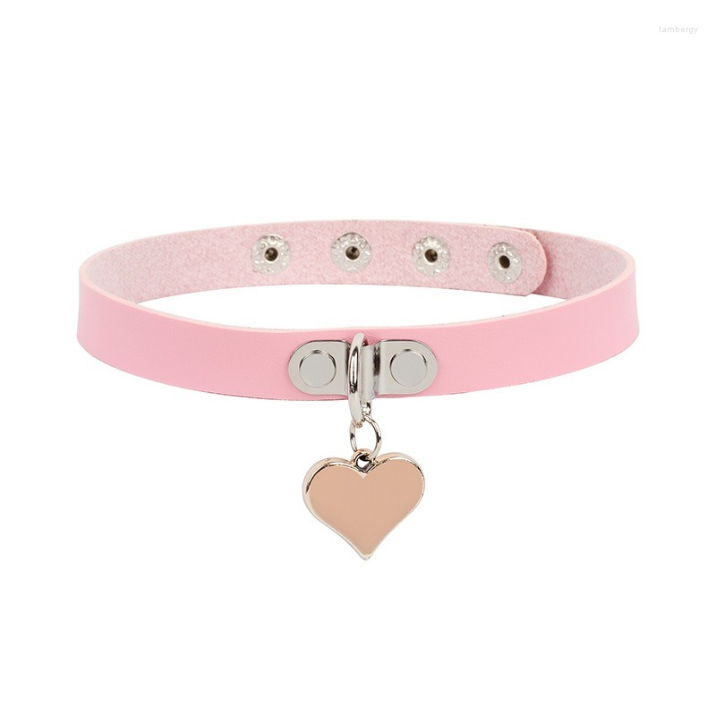 

Choker Kpop Pink Coquette Leather Chokers Heart Necklace For Women Gothic Accessories Grunge Korean Fashion Vintage Chain Y2K Jewelry