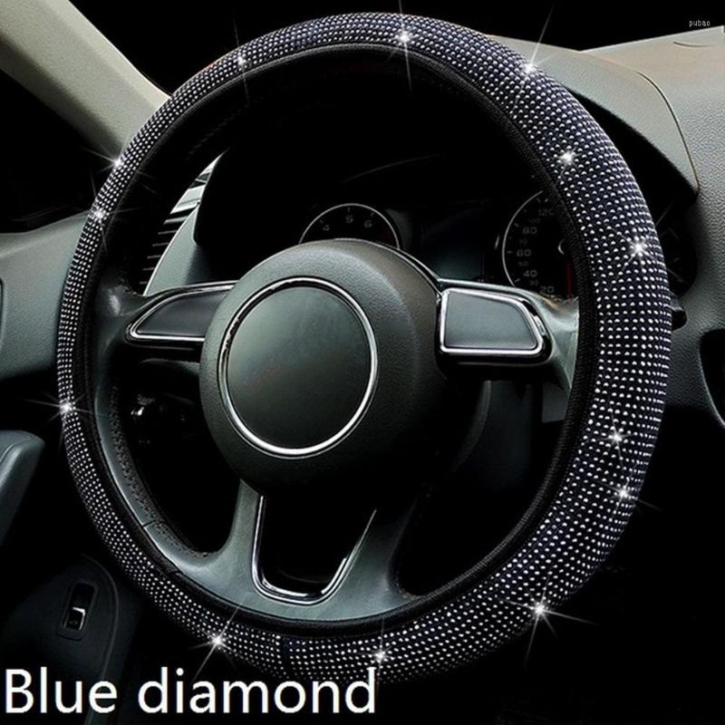 

Steering Wheel Covers Bling Rhinestones Crystal Car Cover 38cm PU Leather Steering-wheel Auto Accessories Case Styling