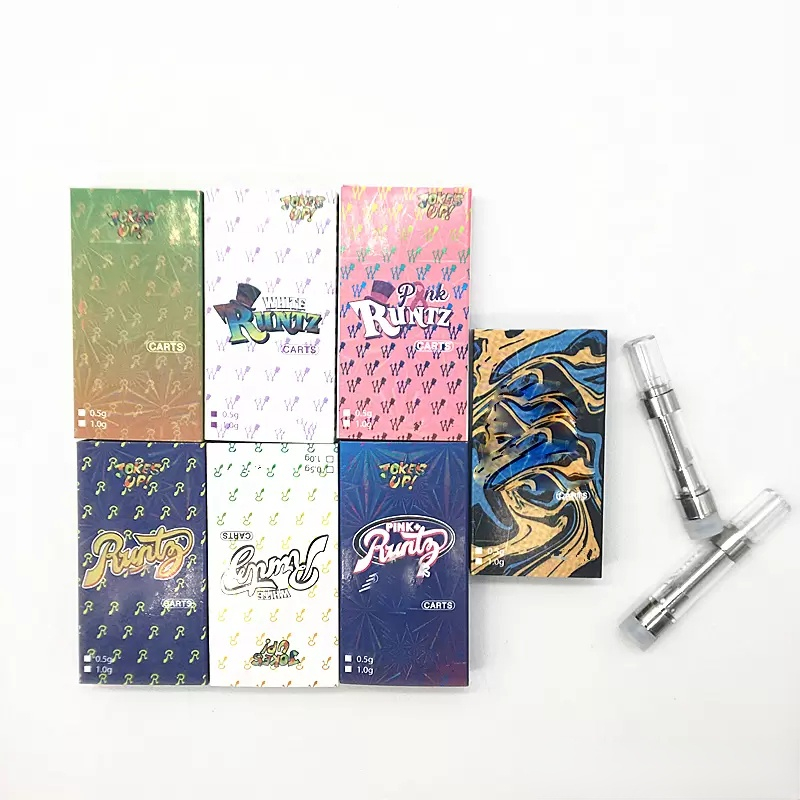 

Retail Runtz Vape Atomizers E cigatettes Cartridges 510 Thread Vaporizer Carts with packaging 0.8ml 1.0ml glass tank ceramic coil clear tips 510 thread battery
