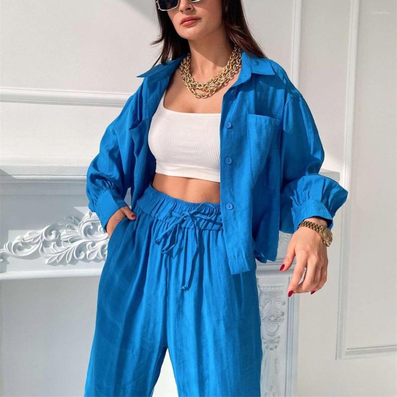 

Women' Jackets Set 2 Piece Vintage Sleeve Blouse Casual Oversize Single Breasted Woman PantsOutfit 2022 Summer, Black
