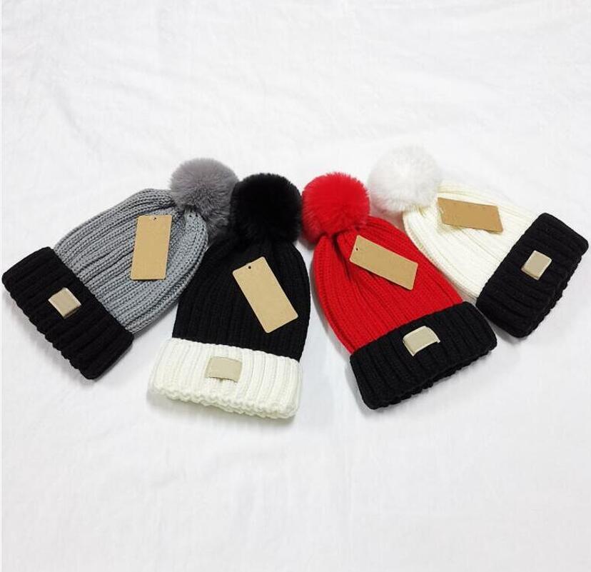 

Wholesale Beanie Winter caps Hats Women bonnet Thicken Beanies with Real Raccoon Fur Pompoms Warm Girl Cap snapback pompon men ripped cap 23 colors, Customize