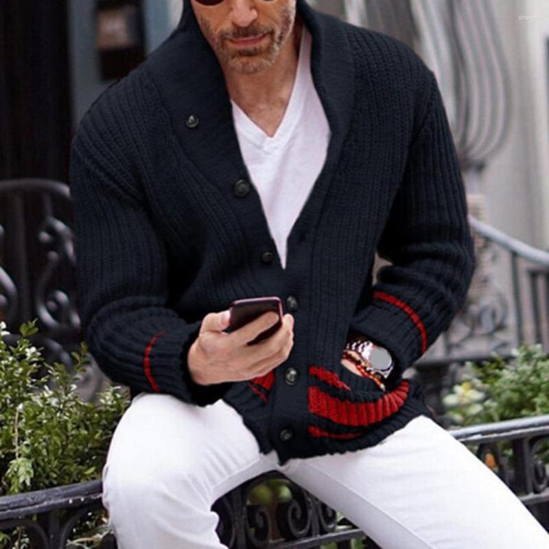 

Men's Sweaters Men Sweater Outerwear Winter Warm Jacket Trench Coat Casual Single-breasted Overcoat, Khaki