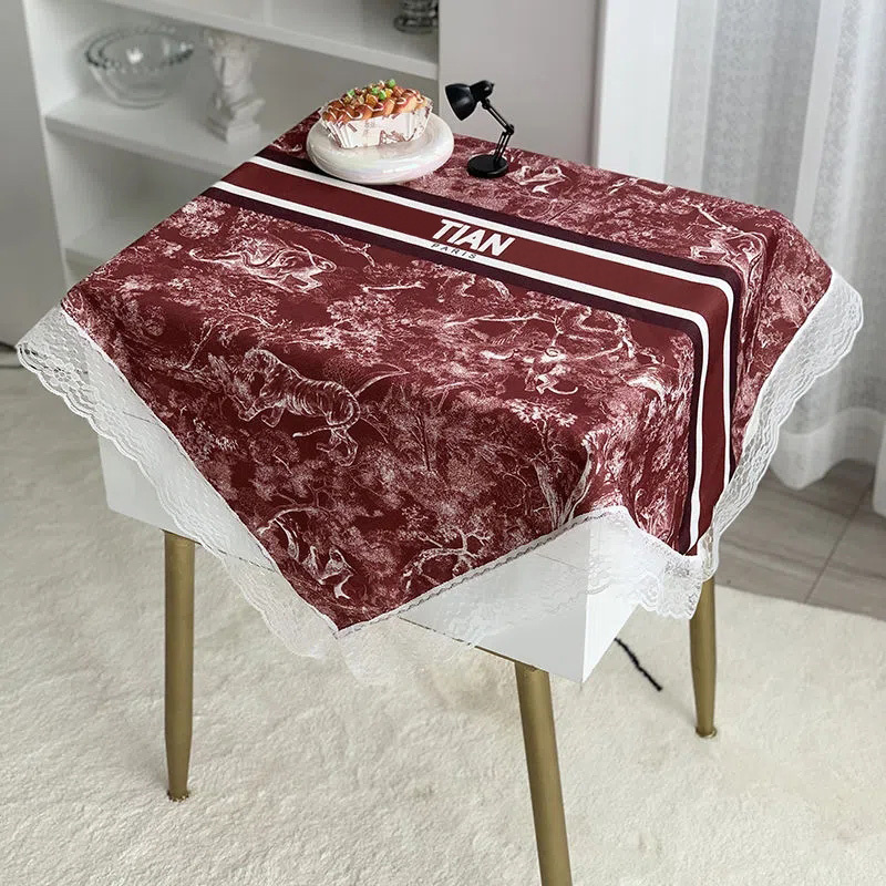 

Fashion Table Cloth Luxury Designer Table Mats Cotton And Linen Imitation Water Heat Insulation Decoration Home Textiles Bedside Table Cover, 60*60cm