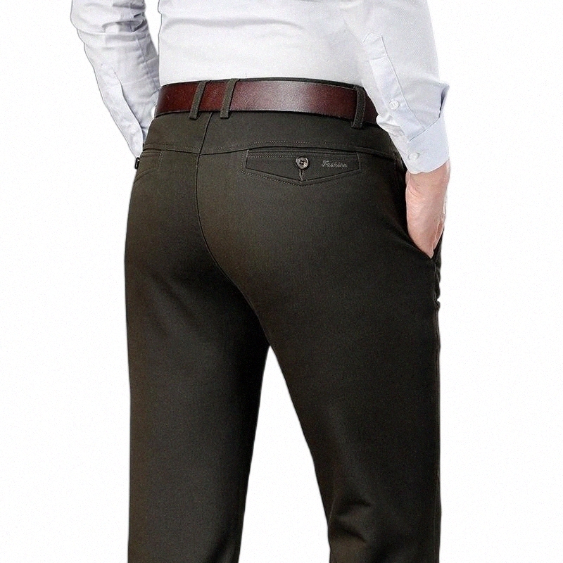 Men's Pants men's Pants Spring Stretch Straight Casual 2021 Male Classic Solid Color Business High Waist Trousers Boutique Brand Clothe-image-797936959