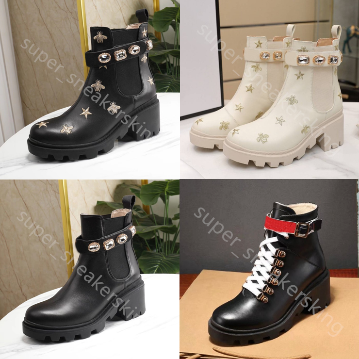 

Designer Women Fashion Ankle Boots Classic Thick-soled Desert Martin Boot high quality Embroidery Diamonds Decorative Luxury Boots With Box size 35-41, 17
