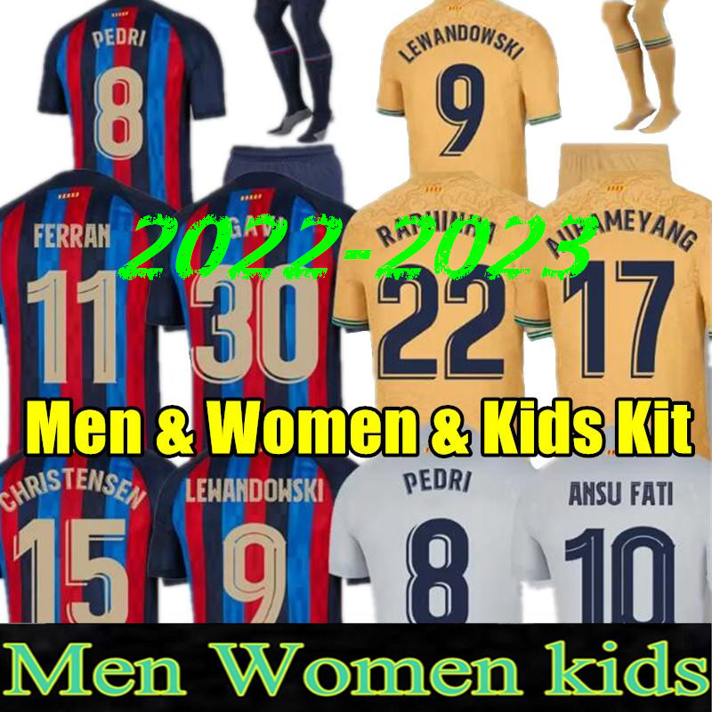 

22 23 LEWANDOWSKI PEDRI soccer jerseys KOUNDE ADAMA FERRAN camiseta de football ANSU FATI GAVI RAPHINHA 2022 2023 BARCELONAS DEST shirt kits men women kids set barca, 22/23 training