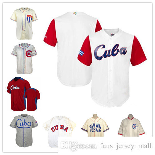 

Custom Men's Team Cuba Baseball Jerseys Cream Gray White Red 2017 Baseball Classic Shirt 1947 Road Jersey Cuba UAA 1952 Good Uniforms, Black