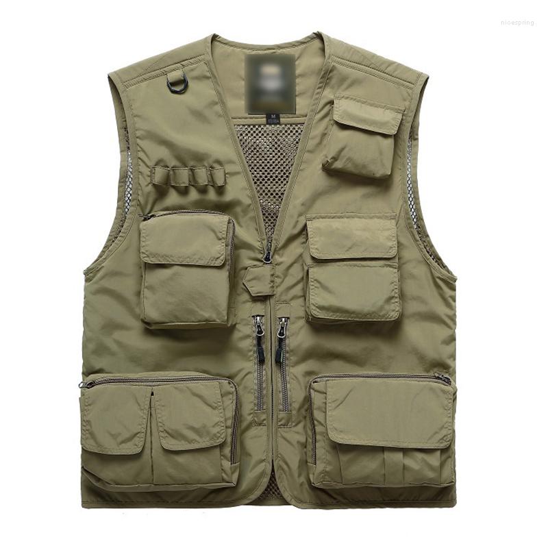 

Hunting Jackets Outdoor Sport Fishing Vests Men's Vest Clothes Multi Pockets Jacket Accessories Sea FA22, Black