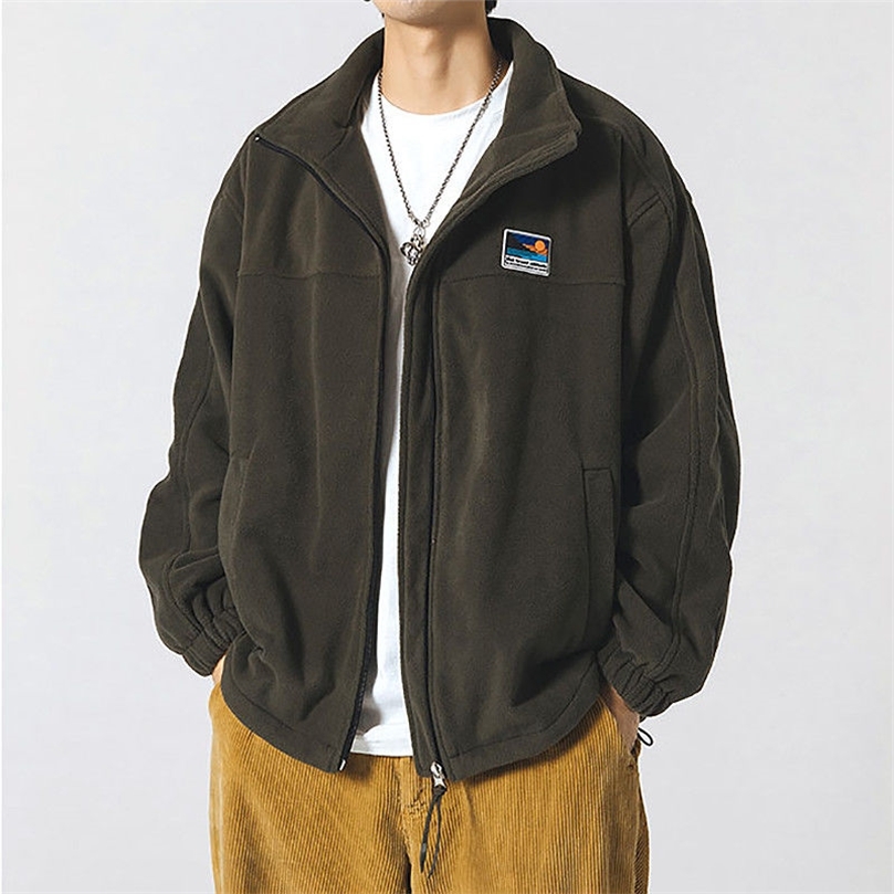 Mens Jackets Japanese Lamb Wool Coat Men Plus Velvet Thicken Jacket Heated Fall and Winter Standup Collar Polar Fleece Men Winter Coat 220902
