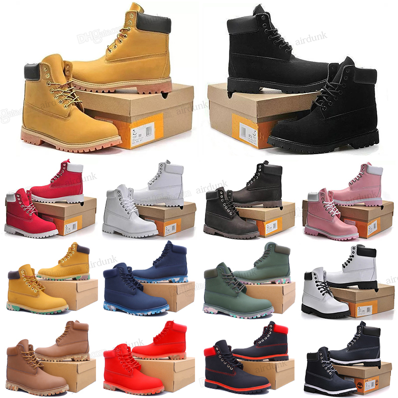 

2022 Classic Yellow timber cowboy boots for men Women Designer Ankle Platform Winter Leather Boot Red Blue Black Pink Hiking Work Motorcycle land sneakers size 36-45, Favorite options