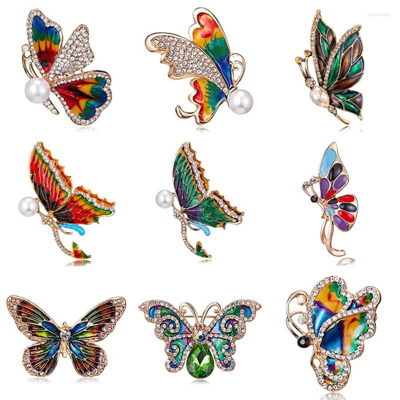 

Brooches RINHOO Rhinestone Insect For Women Men Big Crystal Enamel Butterfly Brooch Pin Fashion Party Jewelry Scarf Collar Badge
