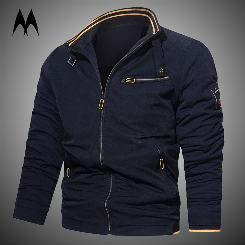 Mens Jackets Bomber Jacket Mens Casual Stand Collar Zipper Outwear Autumn Winter Fashion Stripe Pilot Coat Jackets Men Slim Coats 220902
