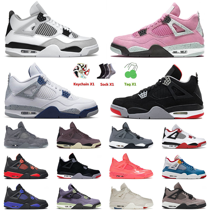 

Top Quality Jumpman 4 4s IV Basketball Shoes Military Black Bred University Pink Messy Room Sail Cool Grey Men Women Tennis Sports Shoe, C7 infrared 40-47