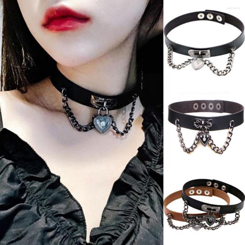 

Choker Vintage Sexy Harajuku Pu Leather Chain Pendant Necklace Gothic Punk Black Statement Chocker Women Jewelry M V2v6