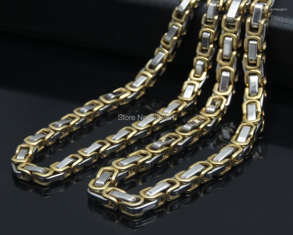 

Chains 6mm 22'' Gold Stainless Steel Byzantine Box Chain Necklace Men's Cool Jewelry Gifts