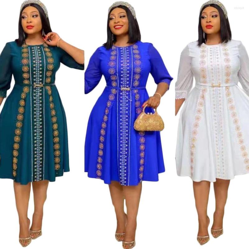 

Plus Size Dresses 2022 African Fashion Sequins Dress Turkey For Women, Blue