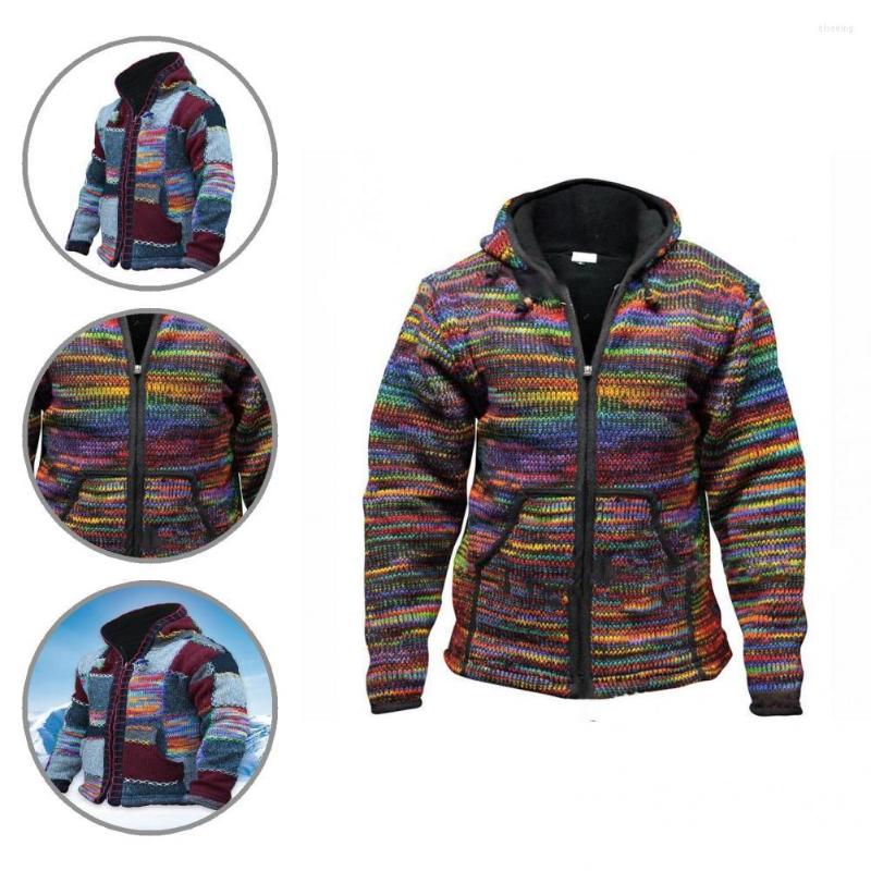 

Men's Sweaters Sweater Coat Zipper Closure Autumn Winter Thickened Hooded Pockets Men Cardigan, White black