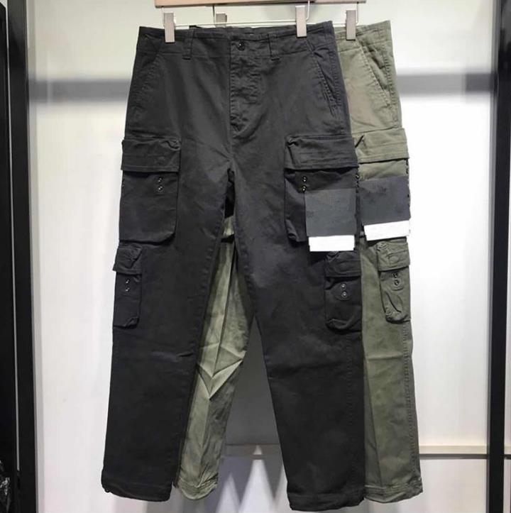 

Men's Pants Spring summer autumn Multi Pocket sportswear pants Street badge loose mens jogging suit outdoor function straight tube leisure style A01, Army green
