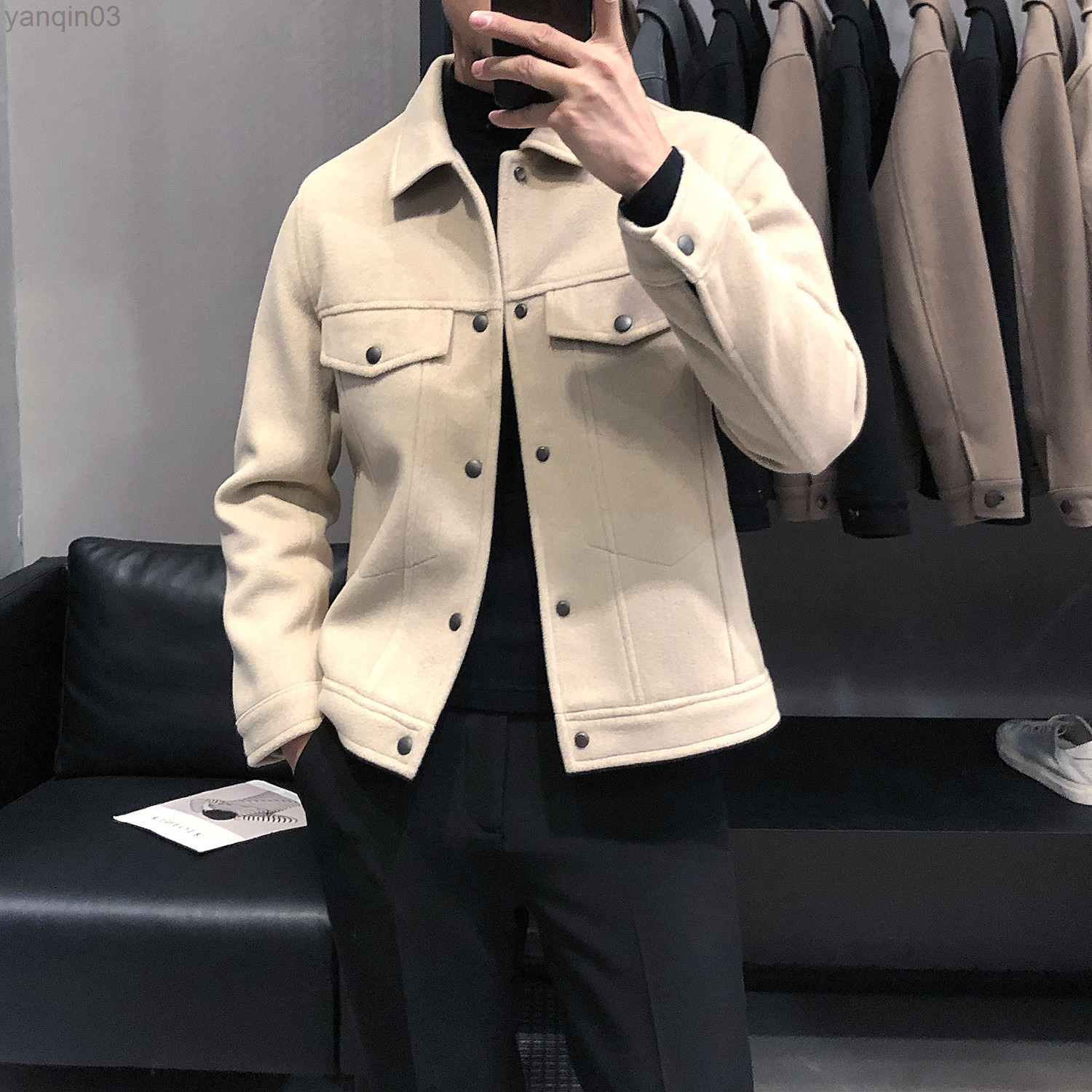 Men's Suits Blazers 2022 Winter Wool Jacket Men Casual Slim Fit Trench Overcoat Thick Warm Wool Jacket Windjacket Male Jacket Outerwear S-3X