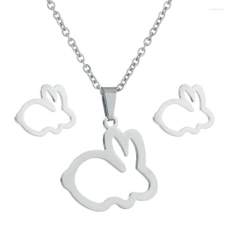

Necklace Earrings Set Female Hollow Stainless Steel Animal Jewelry, Picture shown