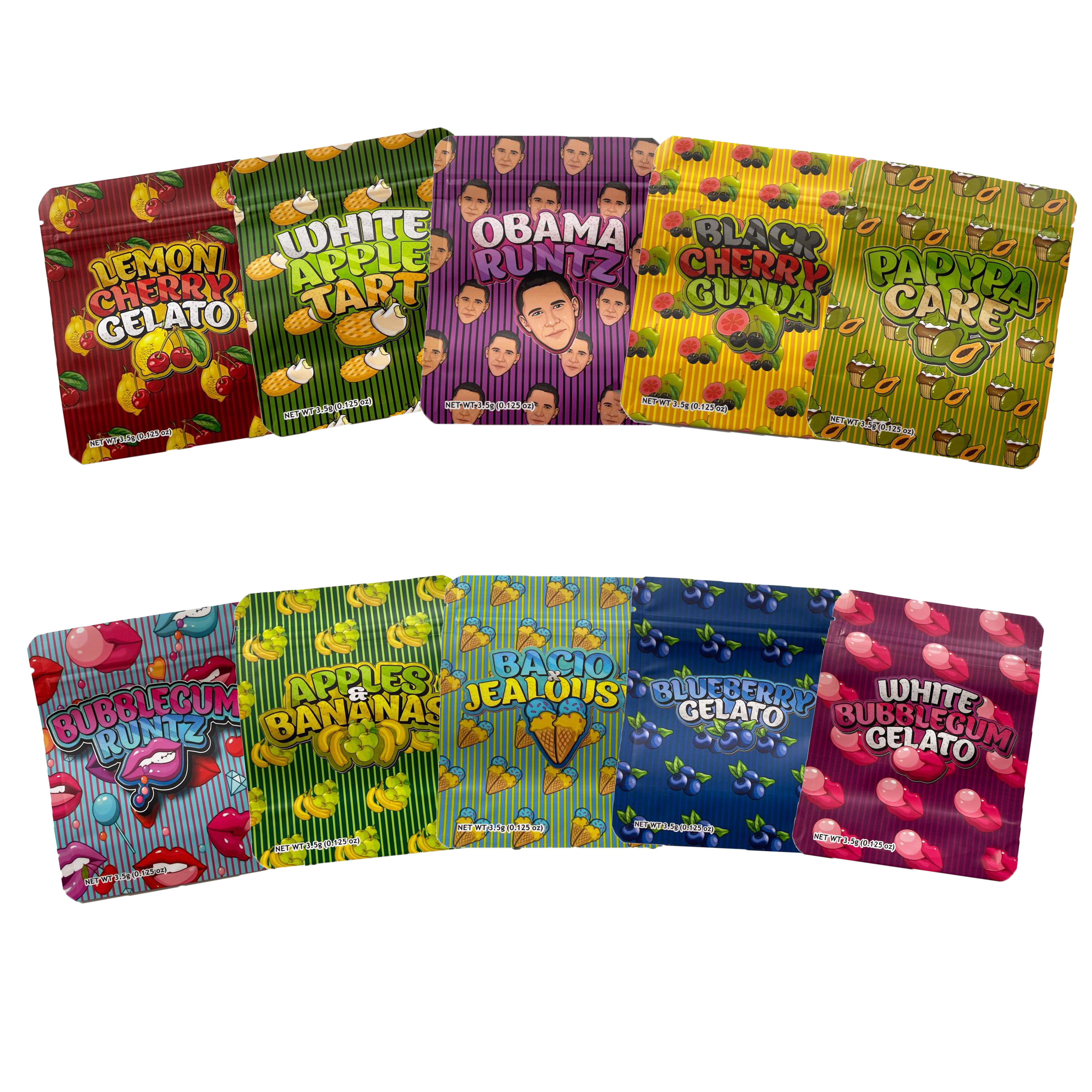 

mylar bags 3.5g resealable smell proof bag backpack boyz LEMON CHERRY GELATO WHITE APPLE TART baggies plastic Zipper CHERRY GUAUA BACIO JEALOUSY packaging