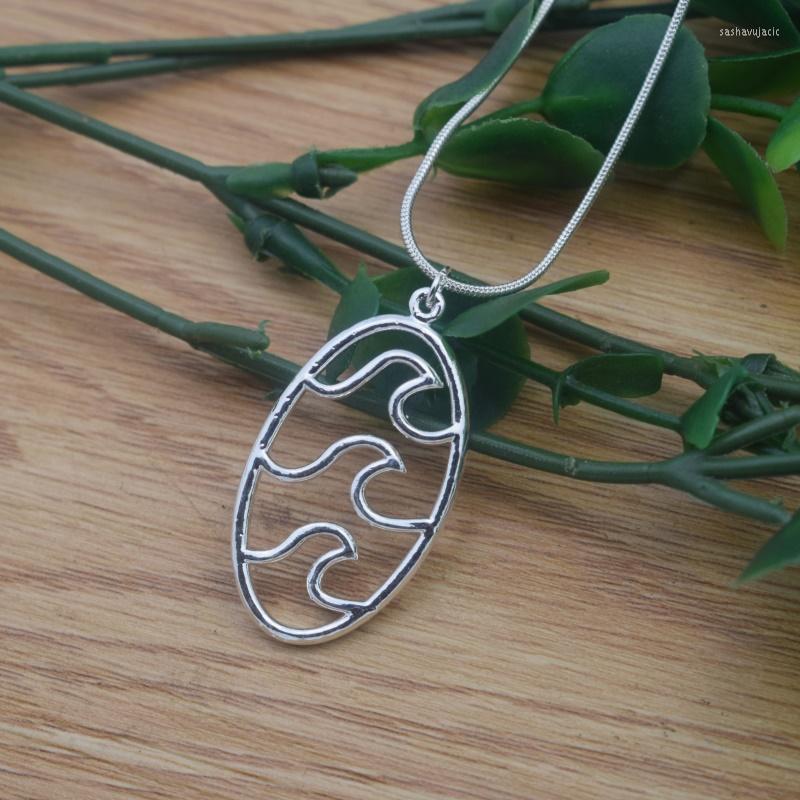 

Chains 12pcs Travel Beach Sea Oval Wave Pendant Necklace Surfer Charms Chain Jewelry