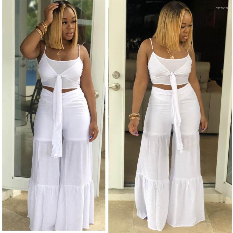 

Women' Tracksuits Arrive Women Set Summer Spaghetti Strap Crop Top And High Waist Wide Leg Pants Suit DL0265, Black