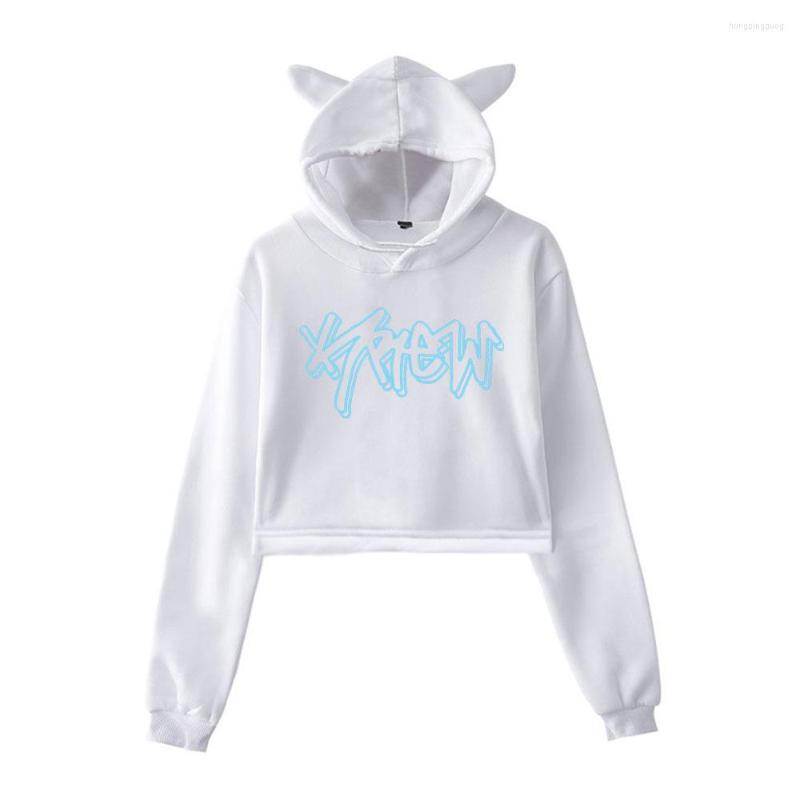 

Women's Hoodies 2023 ItsFunneh Krew Katcher Neon Logo Pullover Hoodie Merch Sweatshirts For Girls Ear Crop Top Youth, Black