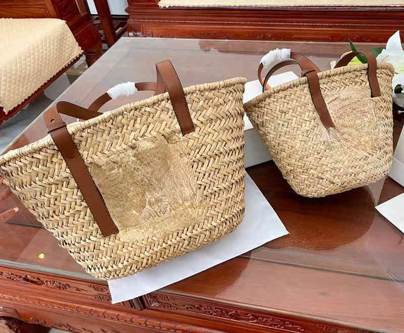 

Cross Body brand L bag Summer large capacity holiday style women's portable vegetable basket shopping single shoulder straw woven tote bag, Large size