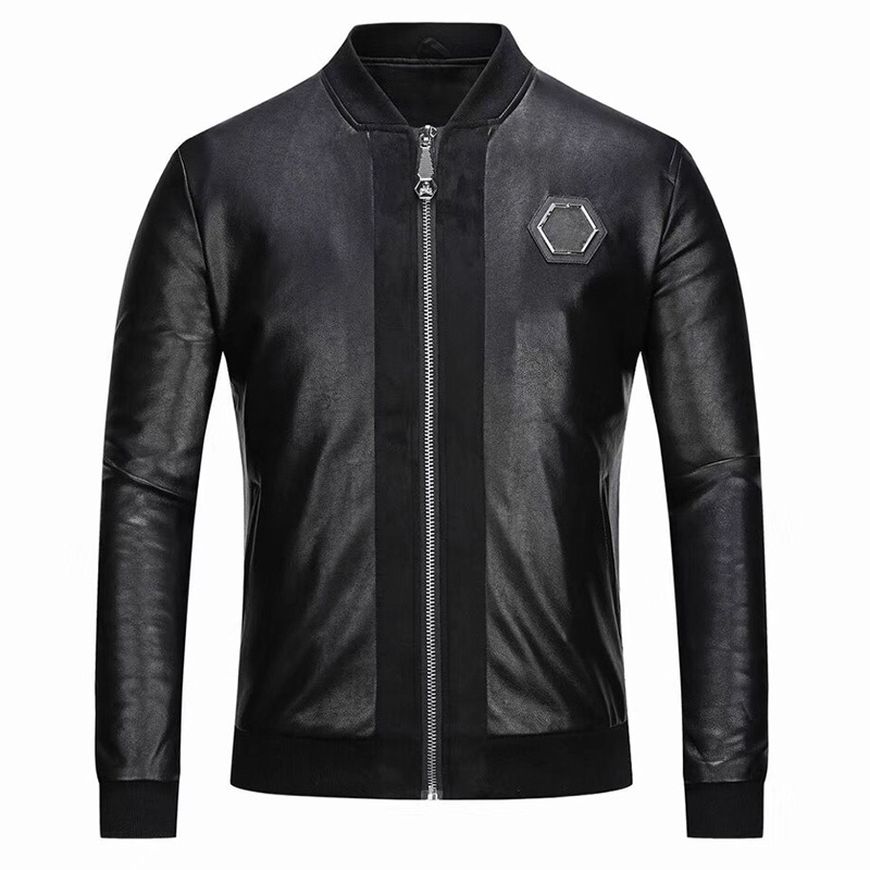 

Faux Leather designer jacket mens Zipper Slim Fit Short hip hop Casual Skull Sport Motorcycle coat Biker Letters embroidery tiger Fitness