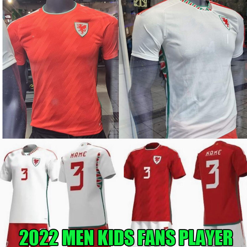 

2022 Wales Soccer Jerseys BALE WILSON ALLEN RAMSEY Mens 22 23 world National Team cup Rodon VOKES Home Football Shirt Short Sleeve Adult Uniforms fans player version, 21/22 third ucl